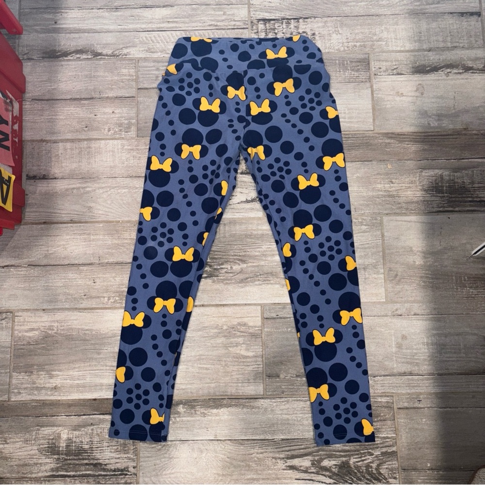 LuLaRoe Disney Minnie Mouse one size fits most leggings Blue Polka Dot Leggings